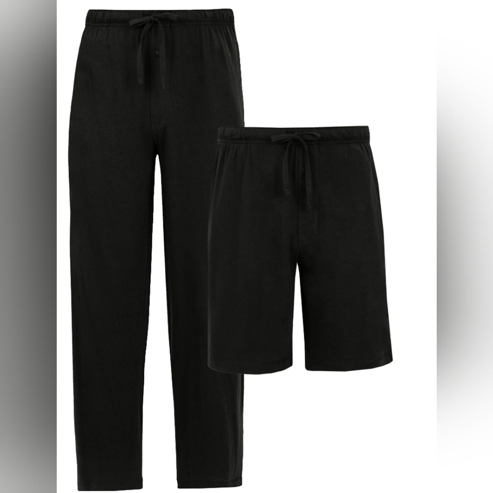 Black Lounge Pants and Shorts Set